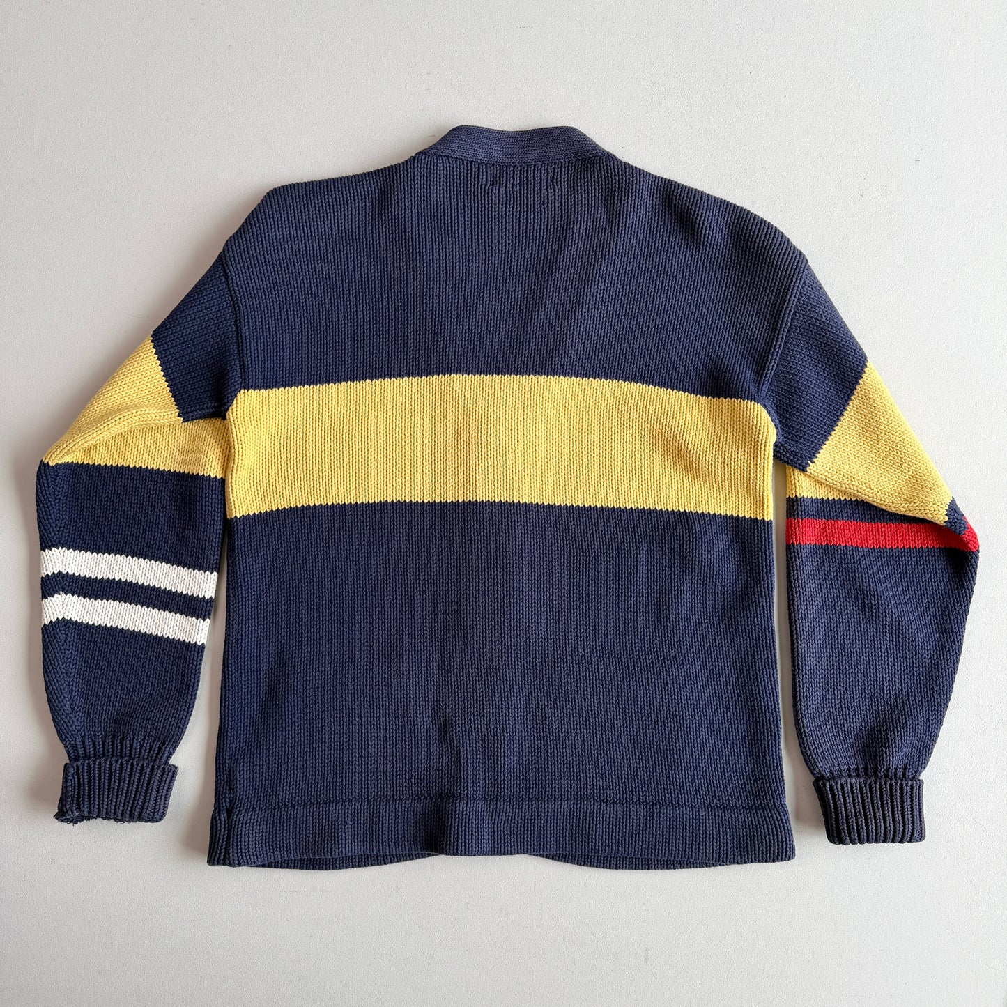 VNTG Polo Ralph Lauren (M) 90s Colorblock Cotton Knit Cardigan Sweater