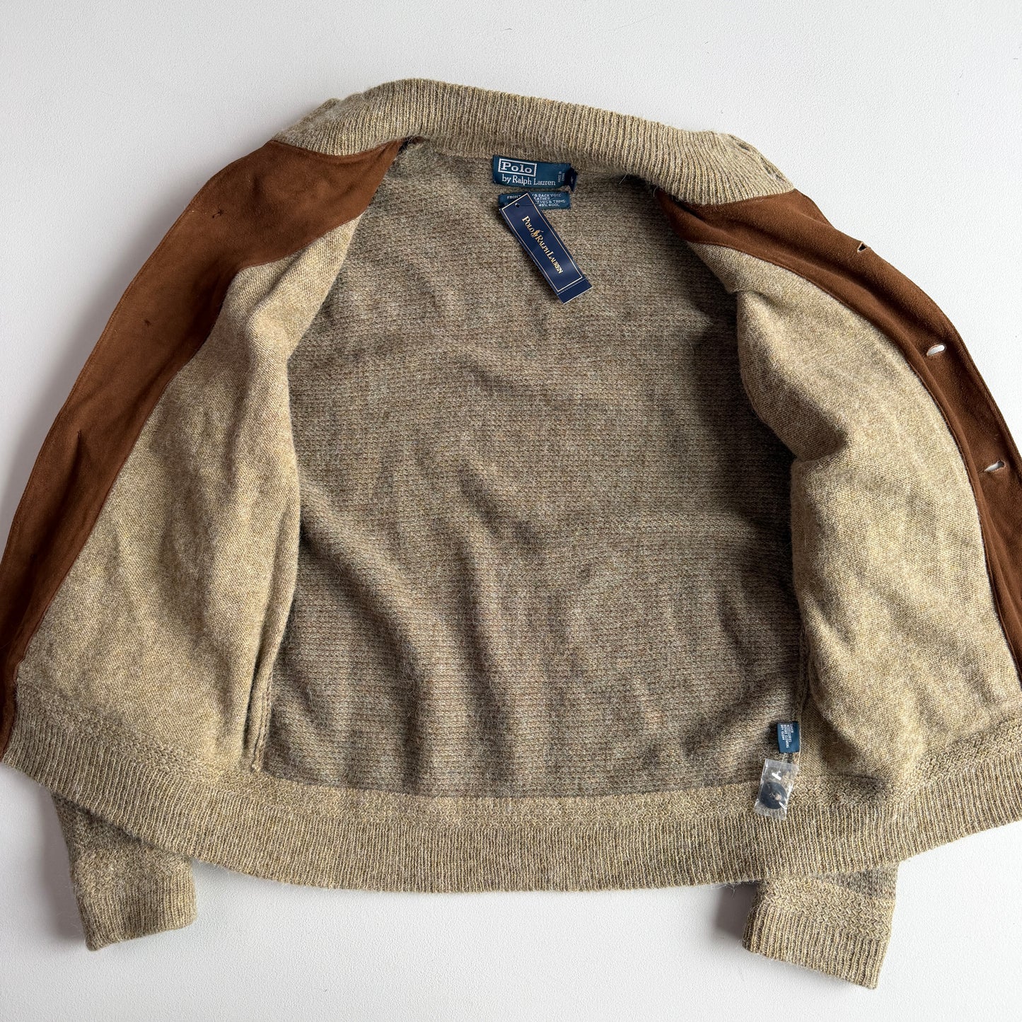 NWT Polo Ralph Lauren (M) Suede Alpaca/Wool Button Sweater