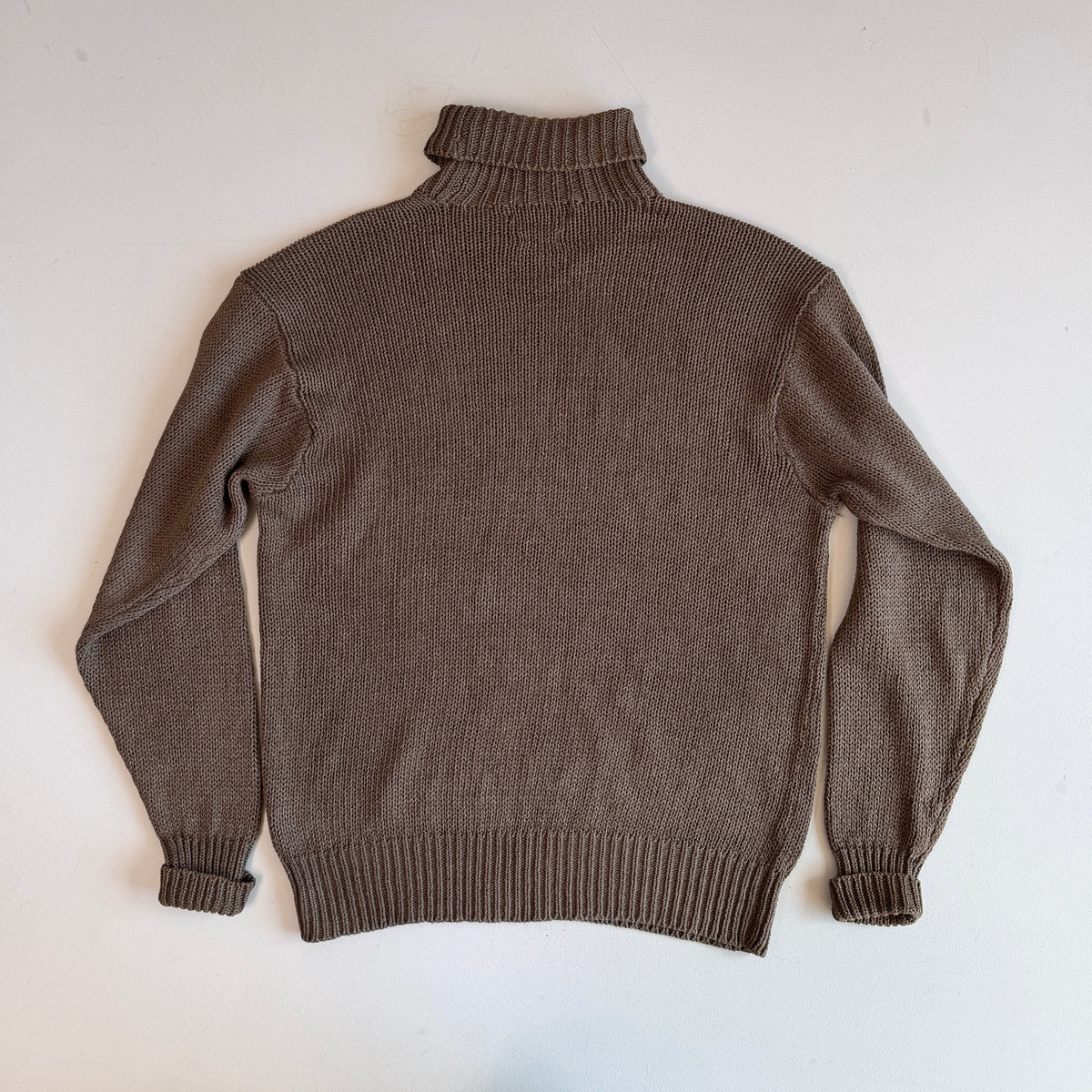VNTG Polo Ralph Lauren (XL) Linen/Cotton Cedar Brown Turtleneck Sweater