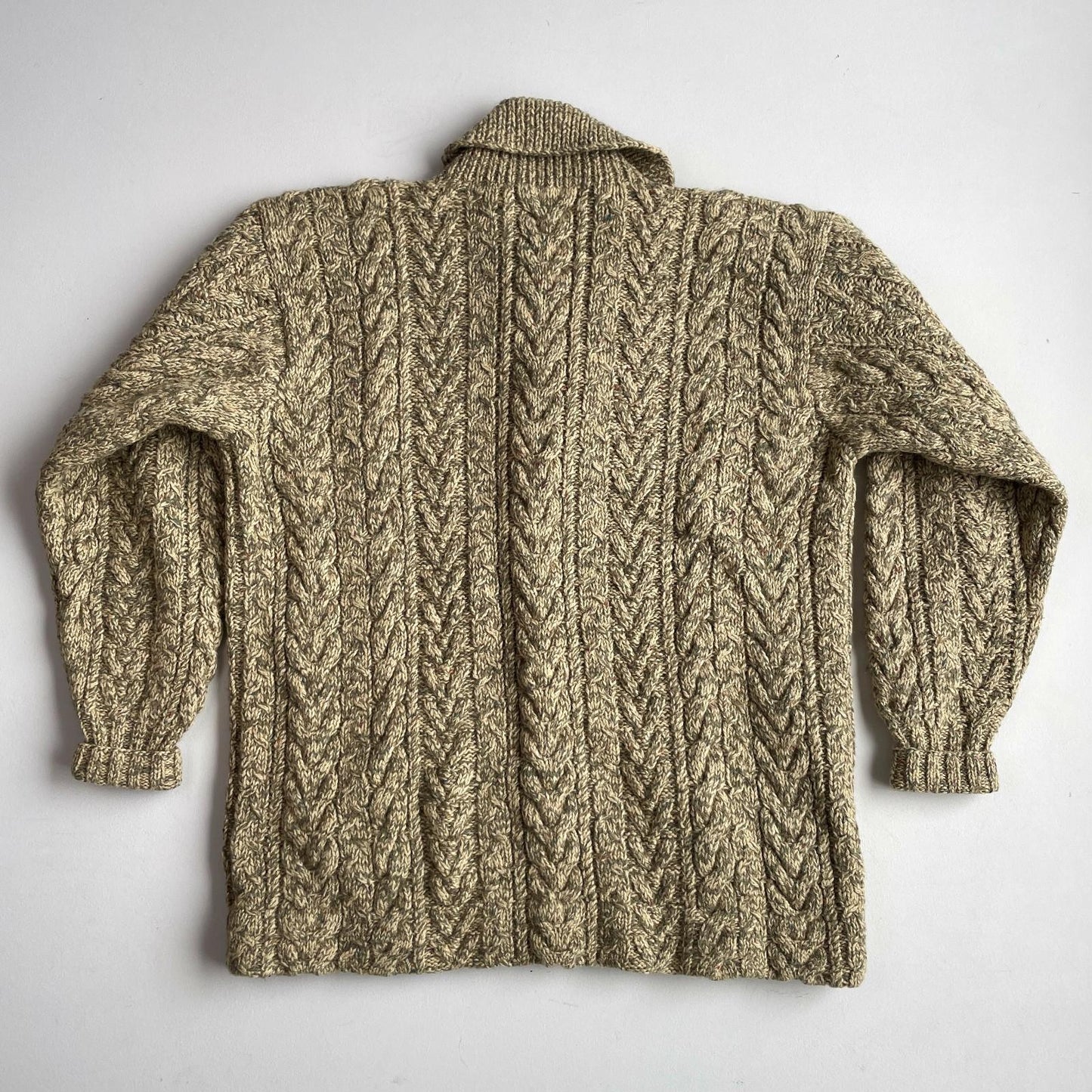 VNTG Polo Ralph Lauren (L) 100% Wool Melange Cable Hand-Knit Cardigan Sweater