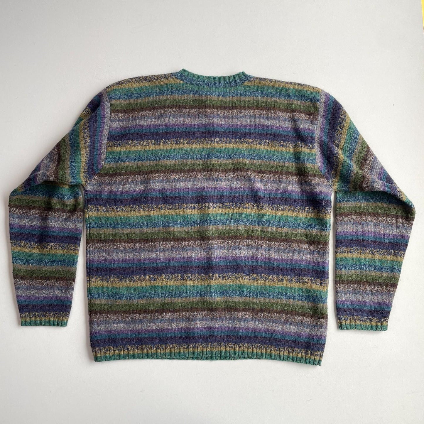 VNTG LL Bean (L) Shetland Wool Striped Multi-Color Sweater