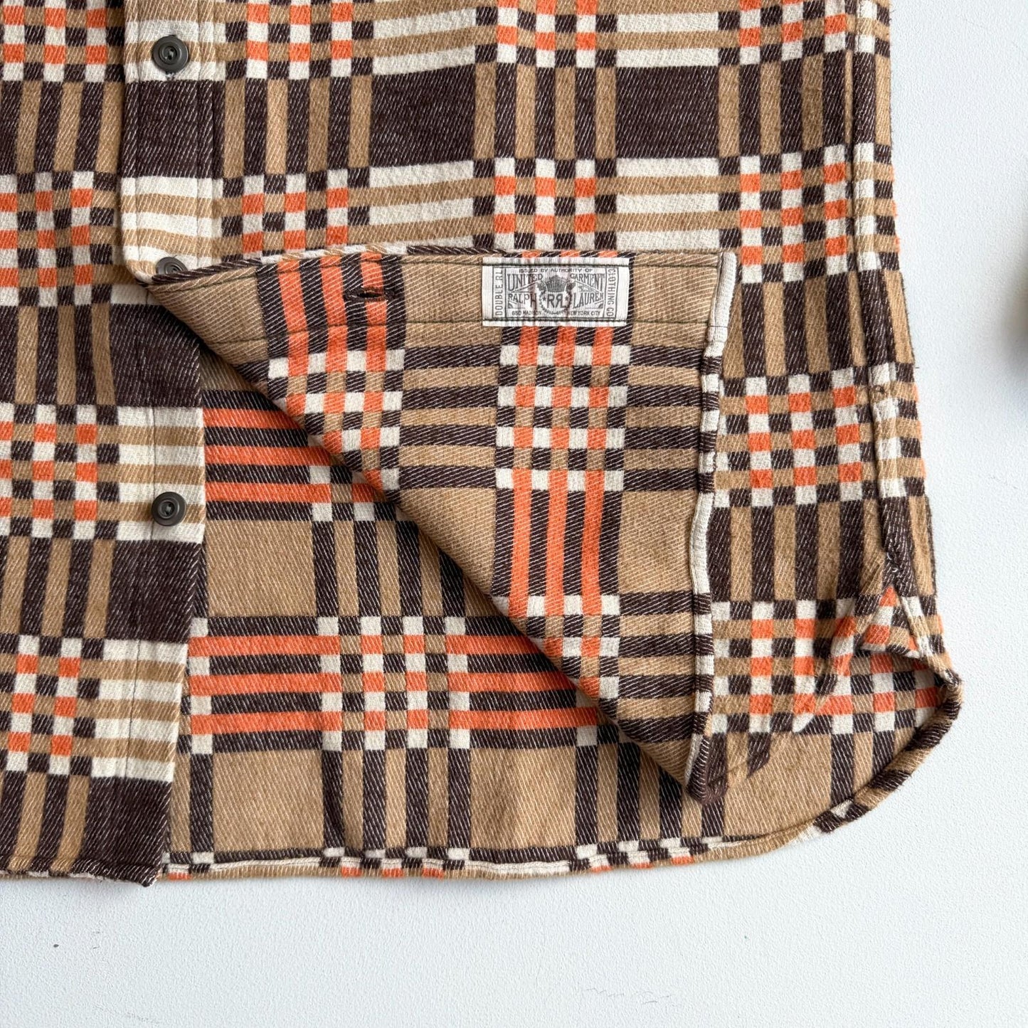 NWT RRL Ralph Lauren (L) Cody Jacquard Cotton Brown/Orange Heritage Work Shirt