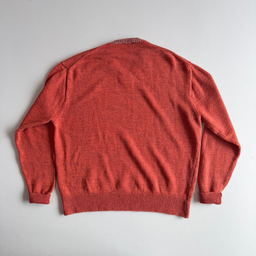 Paul Stuart (XL) 100% Linen Clay Orange Ireland V-Neck Sweater
