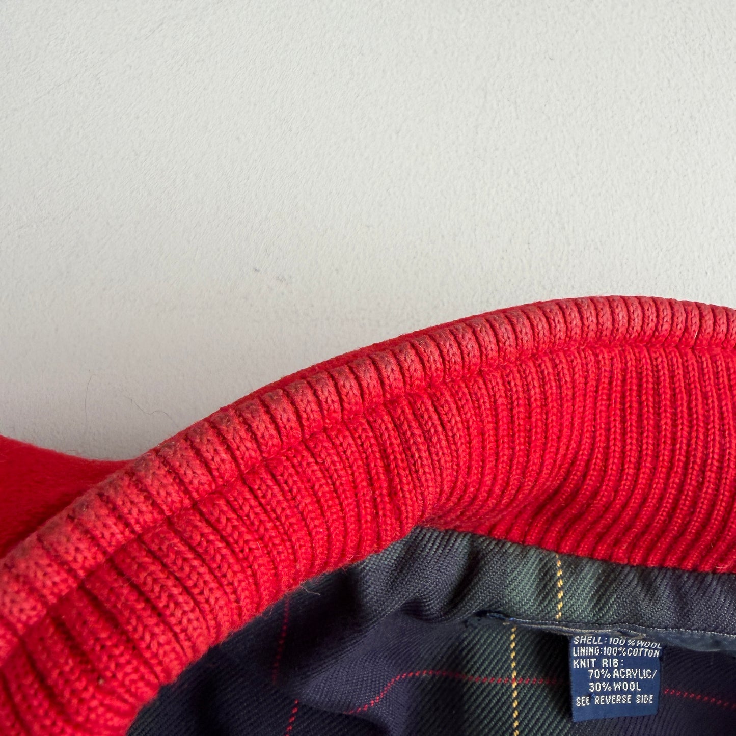 VNTG Polo Ralph Lauren (XL) Fire Engine Red Wool Raglan Sleeve Jacket