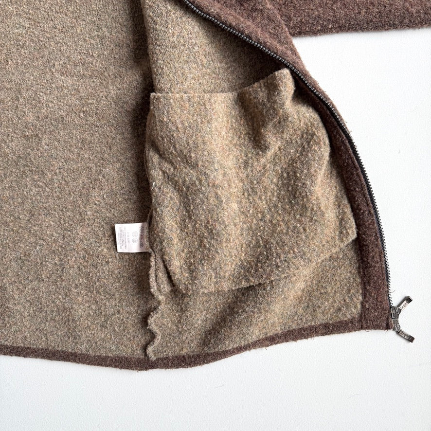 Zenga Sport (M) Wool-Blend Mottled Boucle Red Brown Jacket
