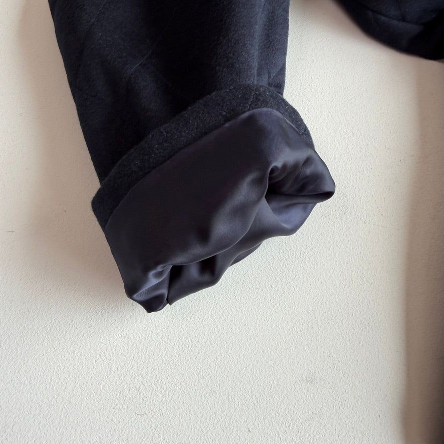 Paul Stuart (XL) 100% Cashmere Quilted Navy Blue Suede Trim Jacket Coat