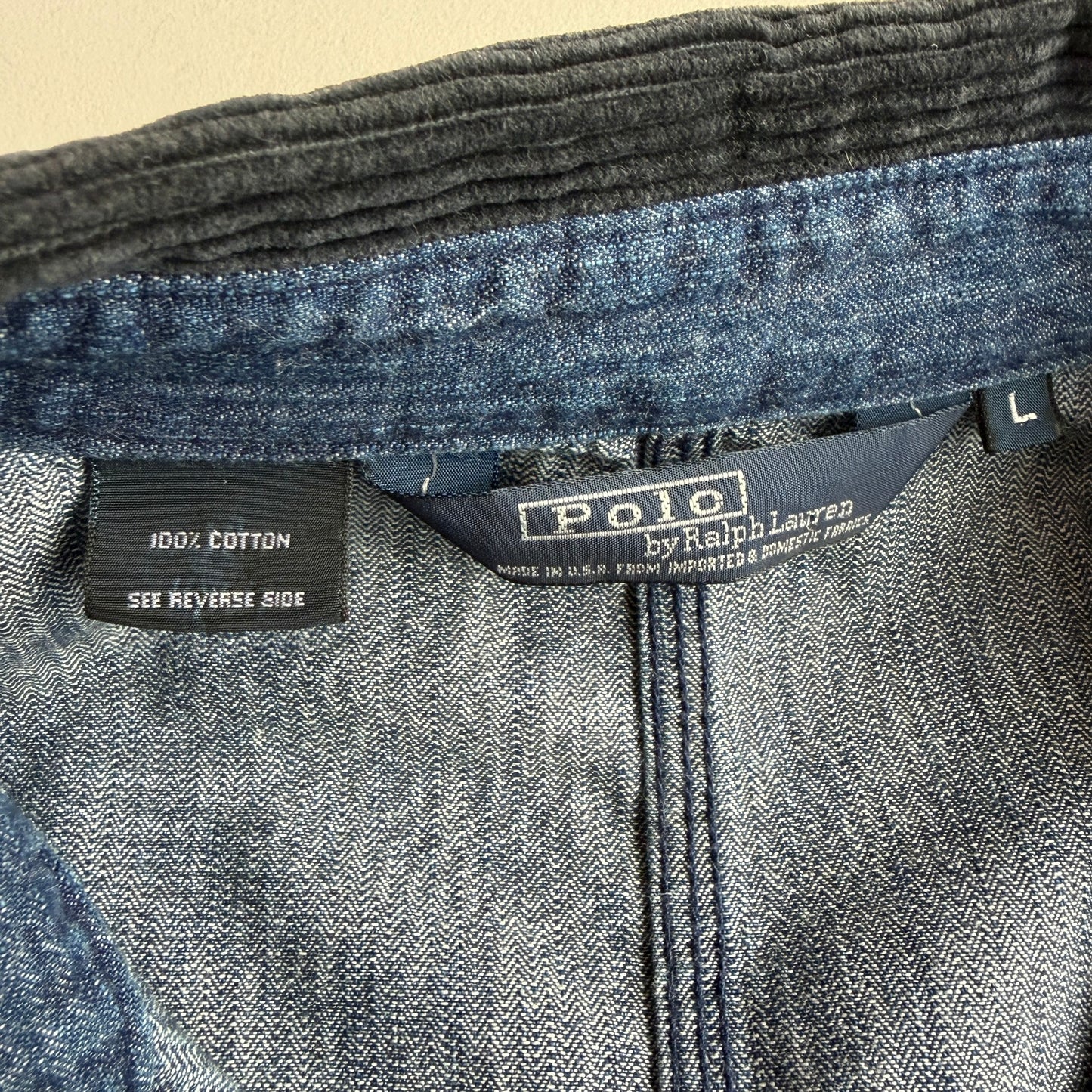 VNTG Polo Ralph Lauren (L) Indigo Herringbone Twill Cotton Chore Coat