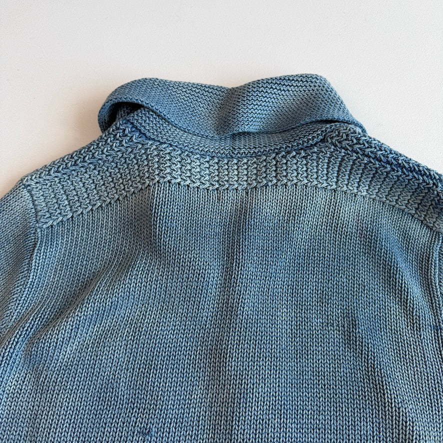 RRL Ralph Lauren (XL) Sun-Faded Indigo Cotton Knit Cardigan Sweater