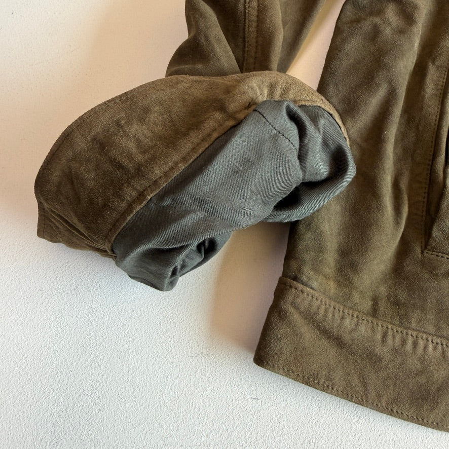 NWT Polo Ralph Lauren (XL) Olive Green Goat Suede Leather Trucker Jacket