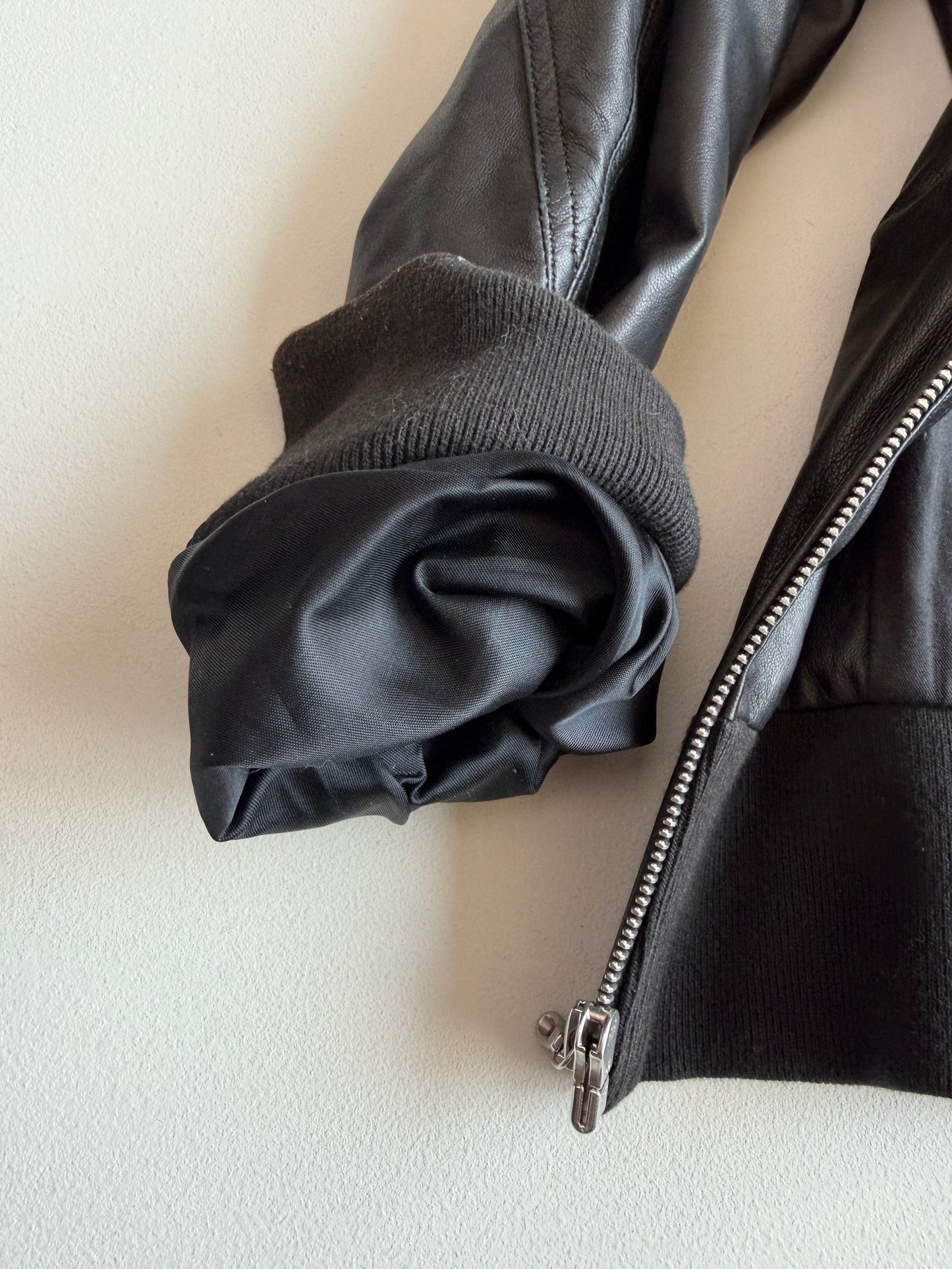 rag & bone (L) Glove Soft Lamb Leather Hooded Black Jacket