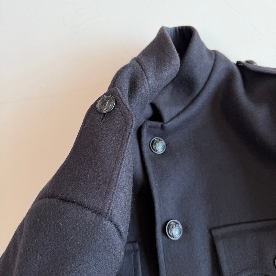 VNTG Polo Ralph Lauren (M) Naval 100% Melton Wool Epaulet Military Jacket