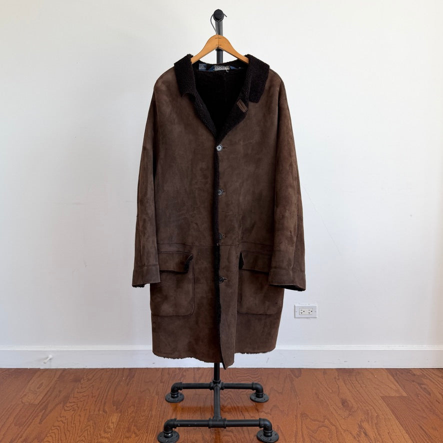 Polo Ralph Lauren (L) Shearling Sheep Leather Chocolate Brown Coat