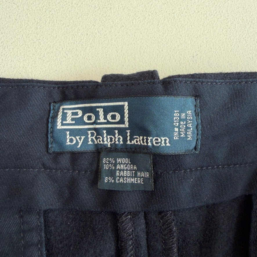 NWOT Polo Ralph Lauren (36x33) Navy Blue Wool/Angora/Cashmere Side Tab Pants