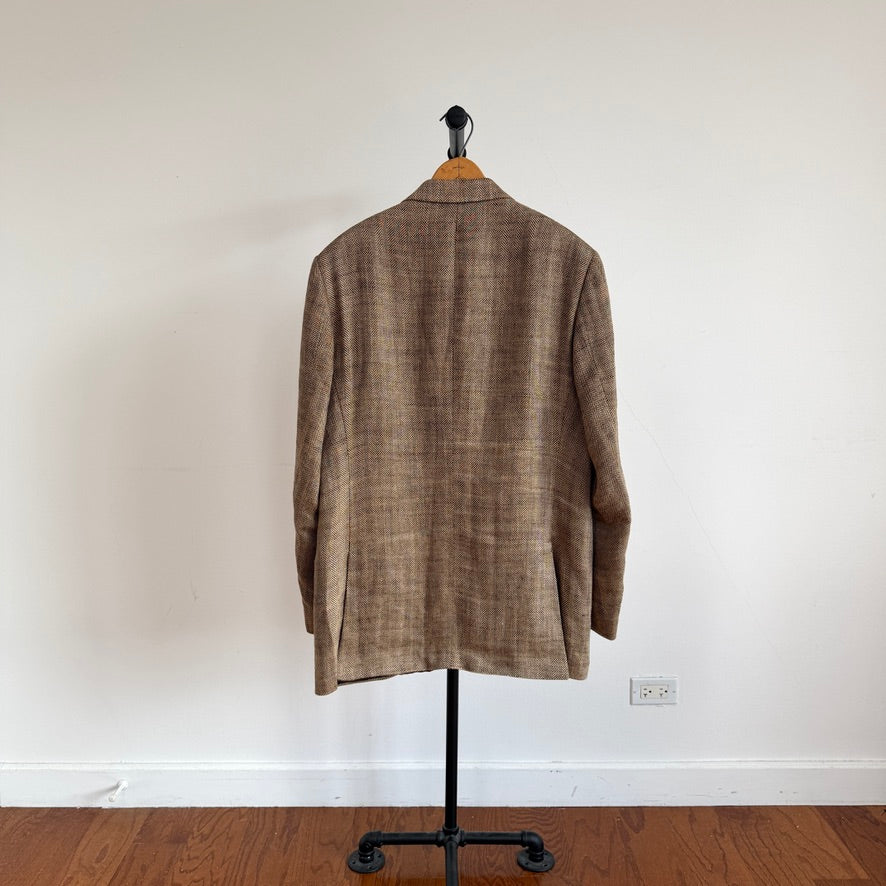 Polo Ralph Lauren (42L) Brown 100% Flax Tweed Herringbone Sport Coat