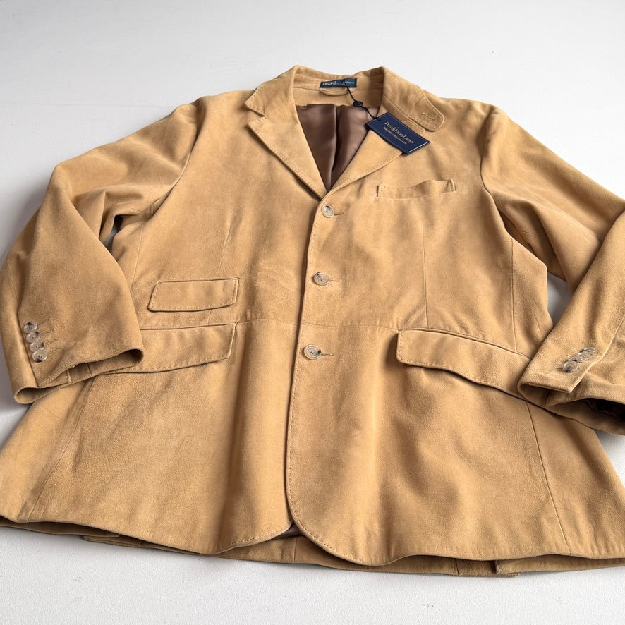 NWT Polo Ralph Lauren (L) Hacking Equestrian Suede Leather Tan Sports Jacket Coa
