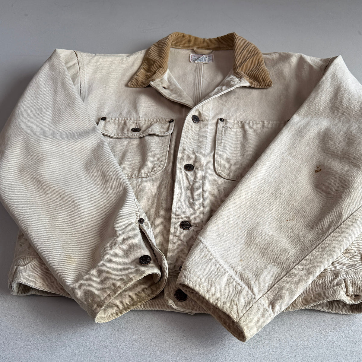 VNTG Polo Ralph Lauren (M) Cream/Beige Denim Cotton Trucker Jacket