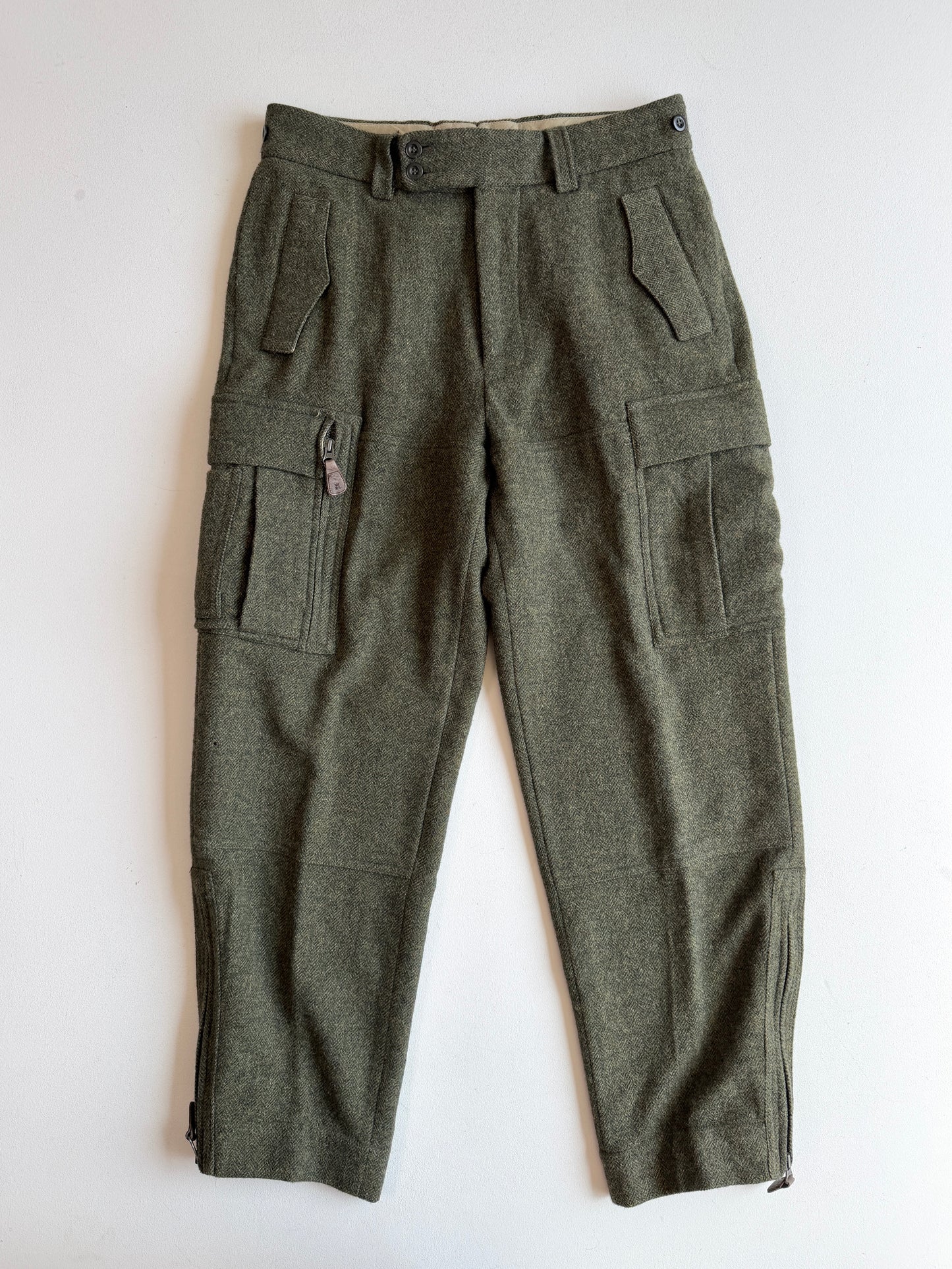 Polo Ralph Lauren (32x30) 100% Wool Tweed Military Green Cargo Pants