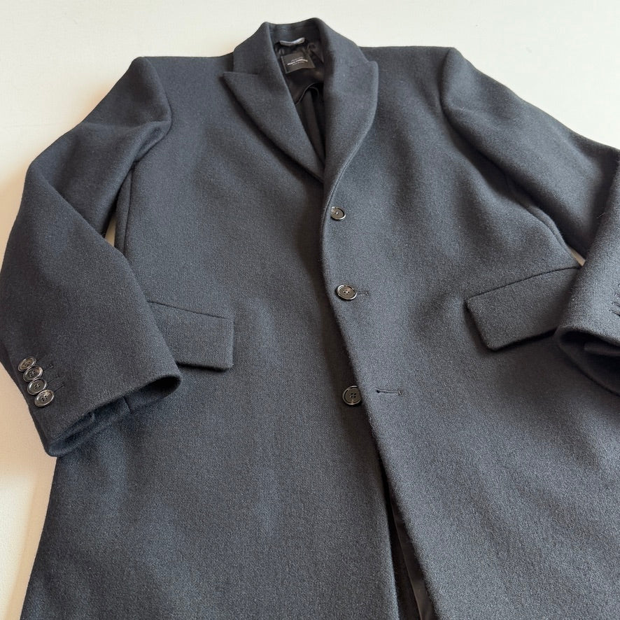 NWT Dolce & Gabbana (50IT / 40R) Black Wool Blend Peak Lapel Topcoat