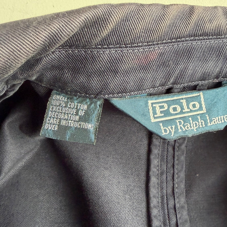 VNTG Polo Ralph Lauren (L / XL) Crest Navy Blue Cotton Twill Sport Coat