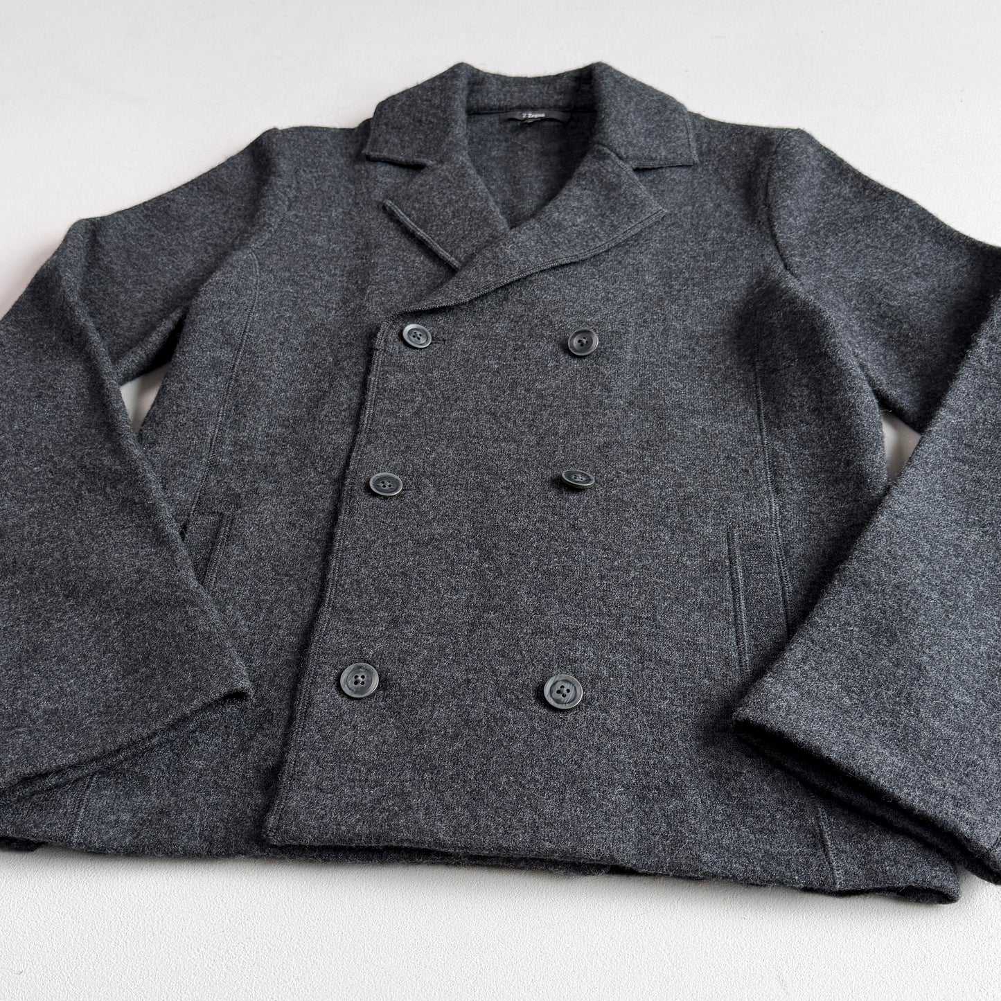 Z Zegna (M) 100% Wool Double Breast Gray Sweater Jacket
