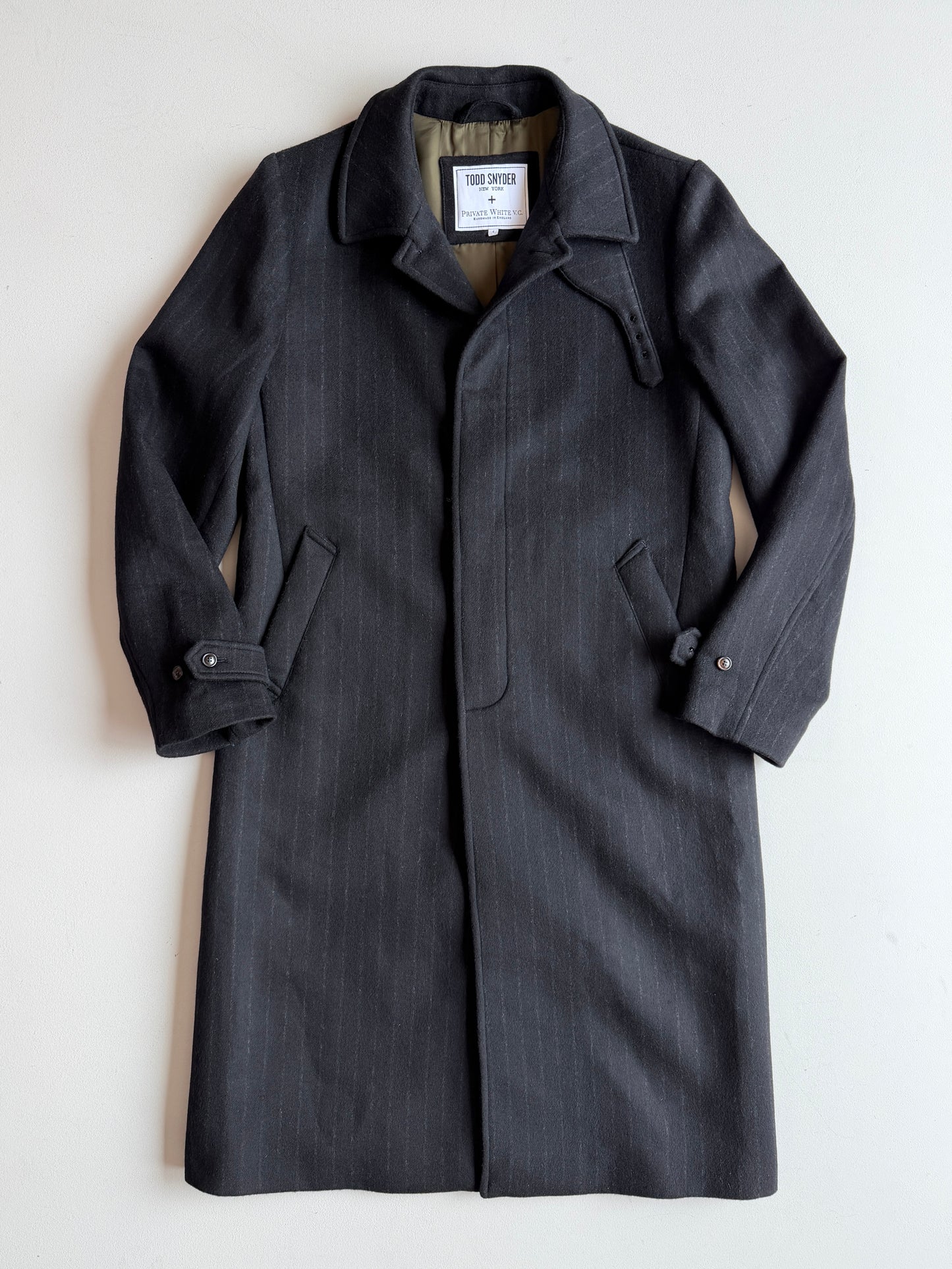 Todd Snyder / Private White VC (4 /M) Wool Gray Chalk Stripe Topcoat