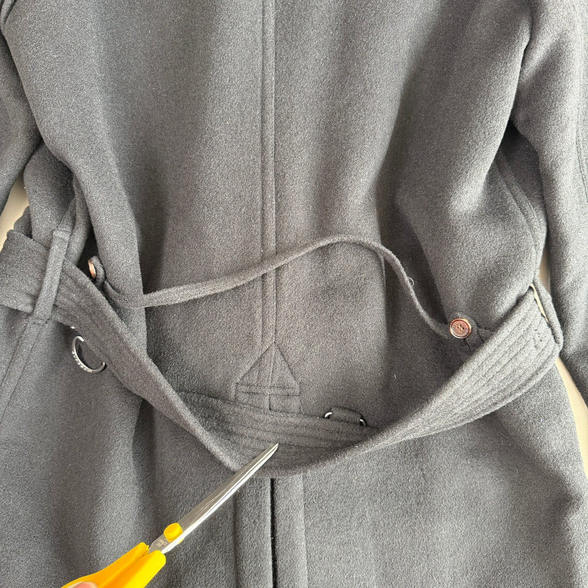 Burberry (50IT) 100% Wool Fleece Collar Double Breast Belted Trench Coat