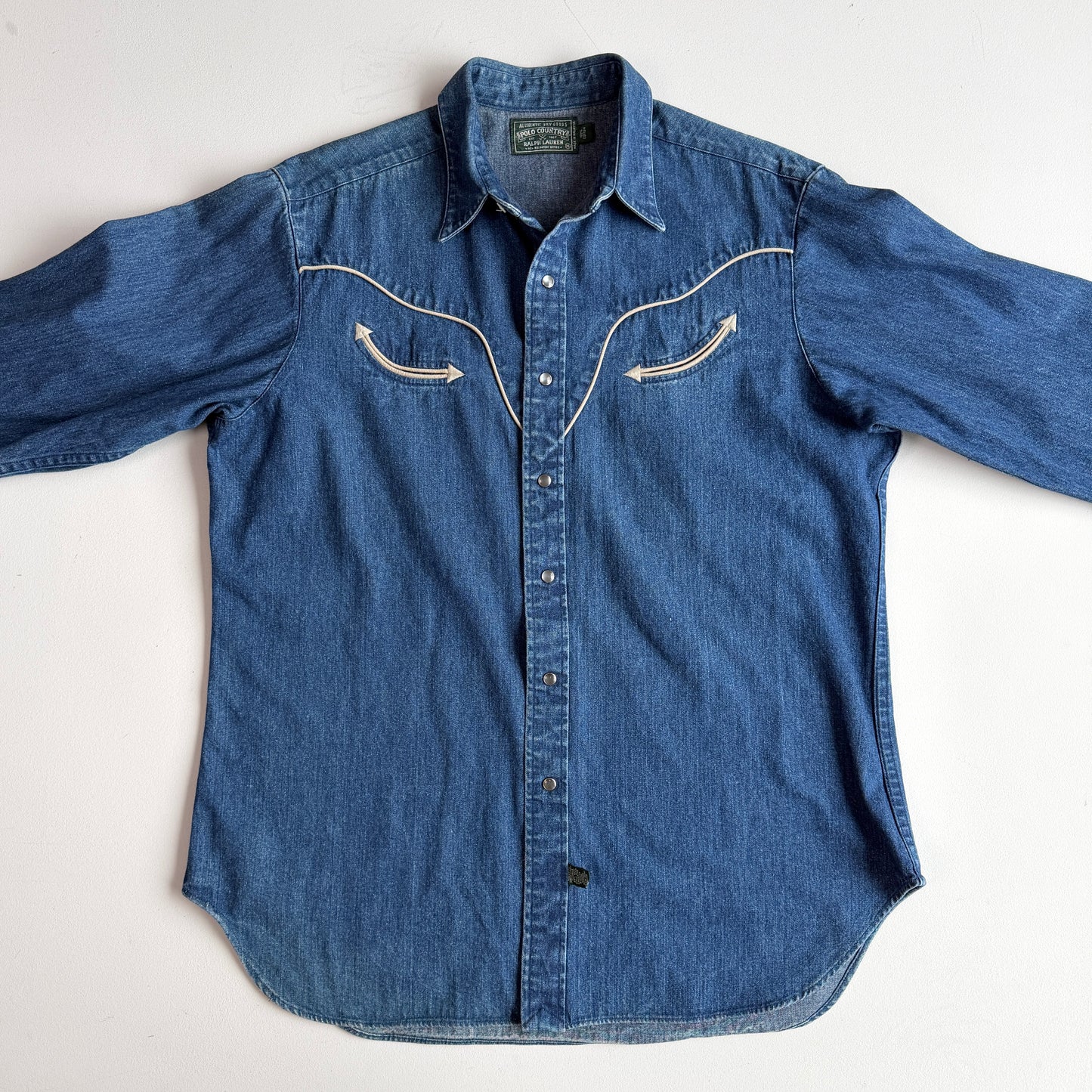 VNTG Ralph Lauren Polo Country (XL) Western Pearl Snap Denim Shirt
