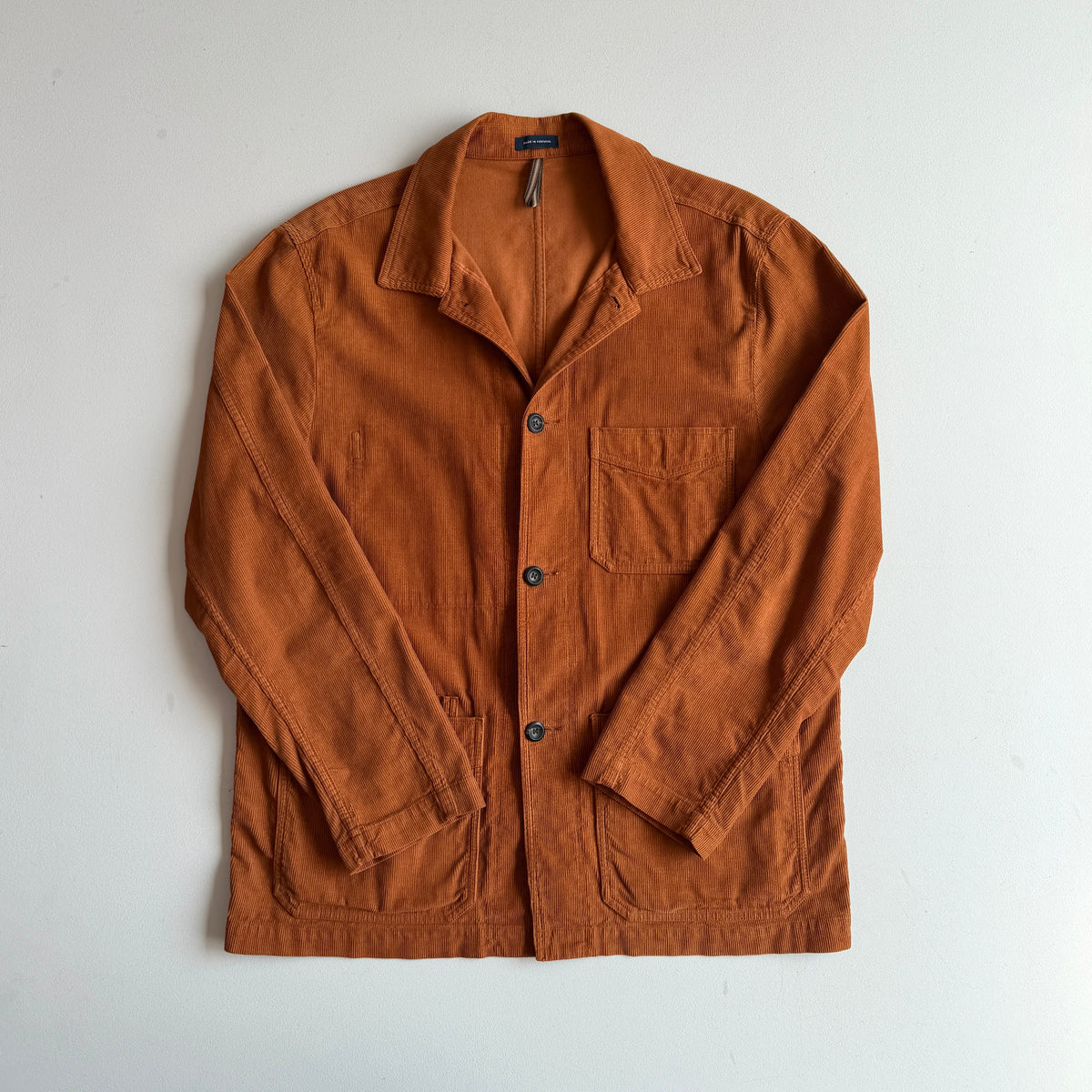 Drake's London (44 /XL) Burnt Orange Corduroy Chore Coat Jacket