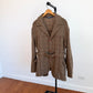VNTG Polo Ralph Lauren (L) Wool Tweed Olive Windowpane Norfolk Coat Jacket