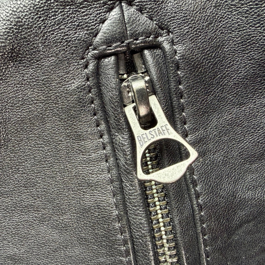 Belstaff (42 / 52IT) Nappa Lamb Leather Raceway Motorcycle Black Jacket