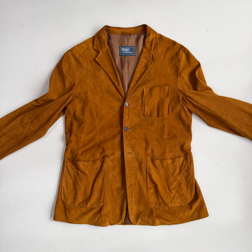 Polo Ralph Lauren (44, fits 44L) Tawny Brown Suede Leather Unstructured Sport Coat
