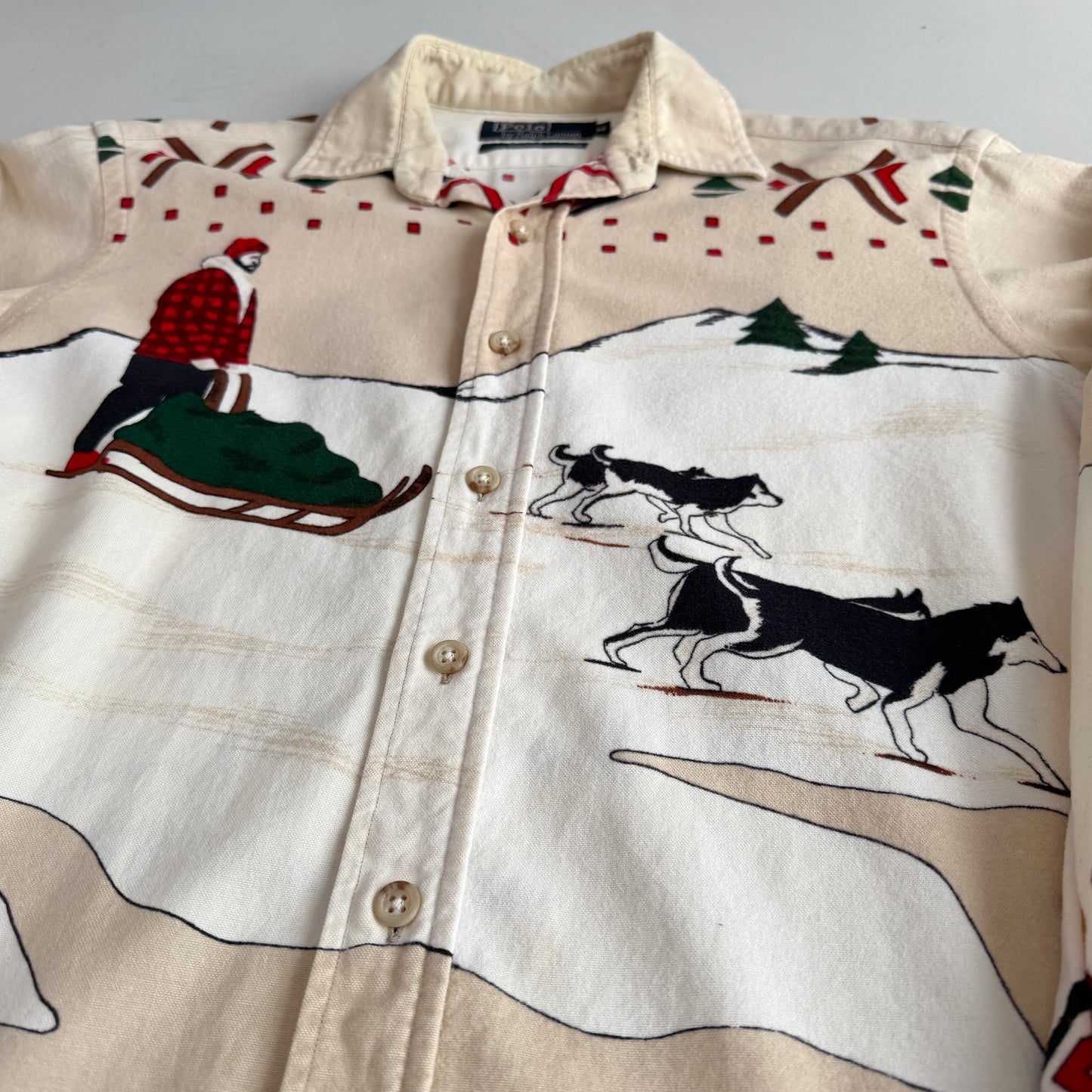 VNTG Polo Ralph Lauren (M) Arctic Sled Dog Flannel Cotton Shirt