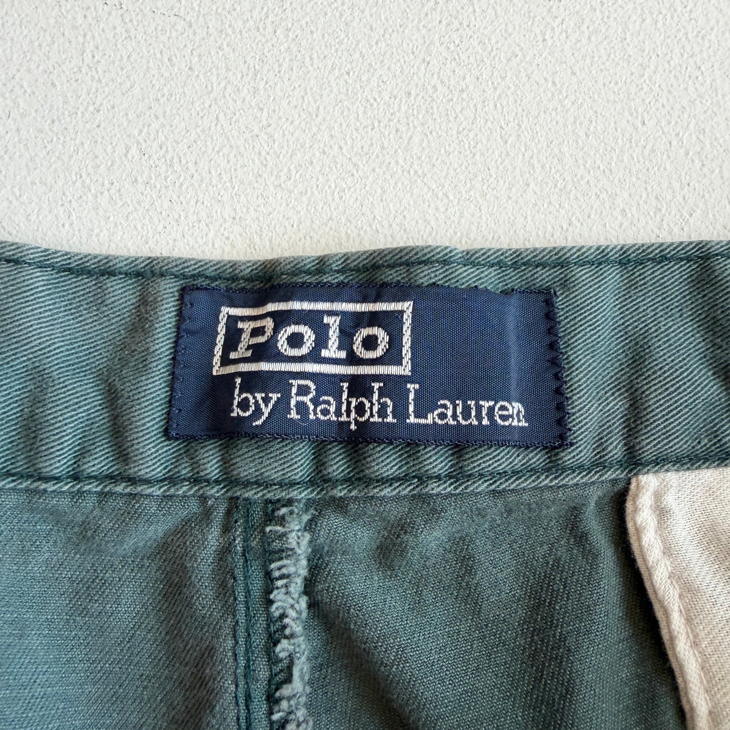 VNTG Polo Ralph Lauren (33x30) Dusty Turquoise Pleated Side Tab Cotton Chinos
