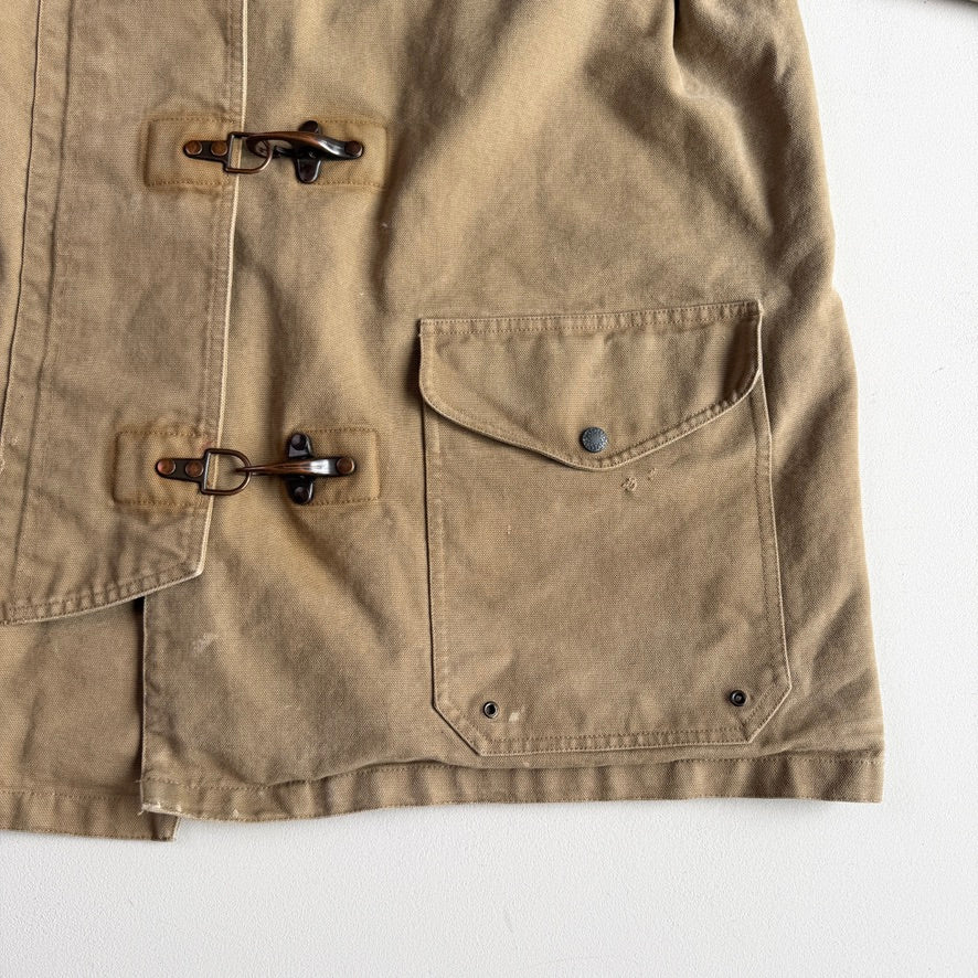 VNTG Polo Ralph Lauren (XL) Sage Fireman Clasp Leather Trim Canvas Coat