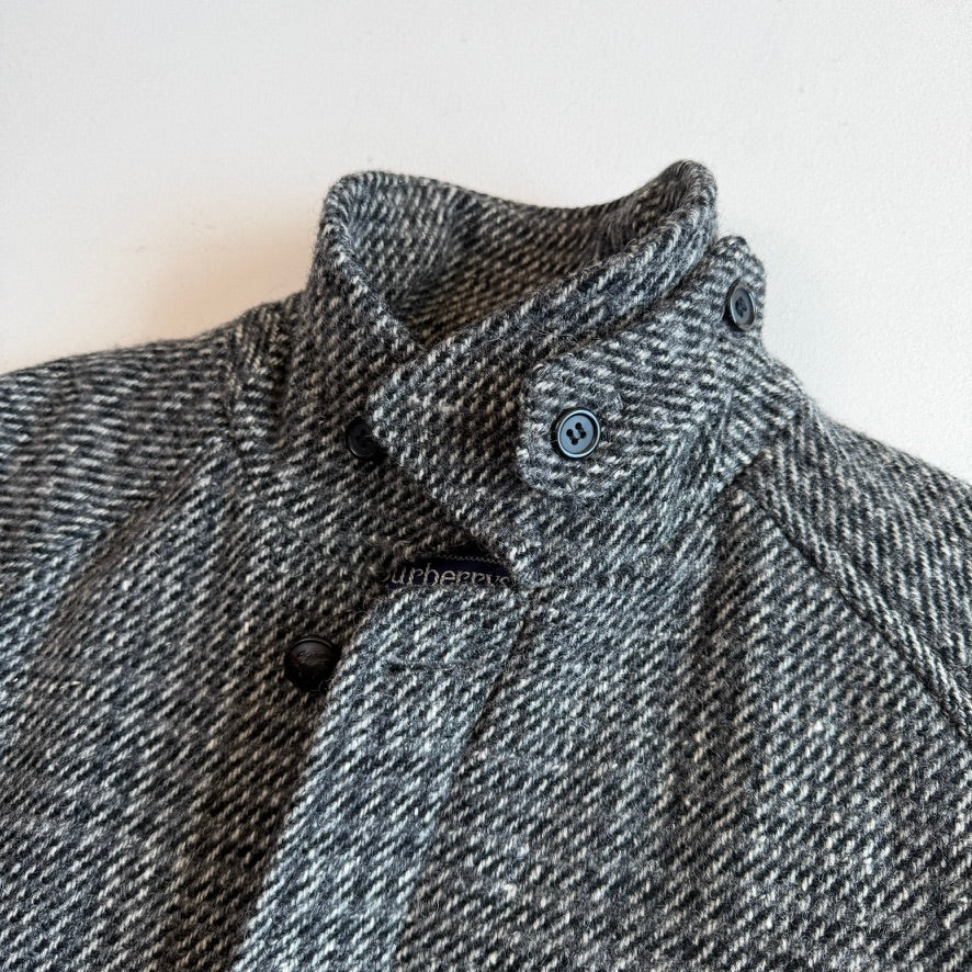 VNTG Burberry (40 / L) Tweed Wool Gray Raglan Sleeve Jacket