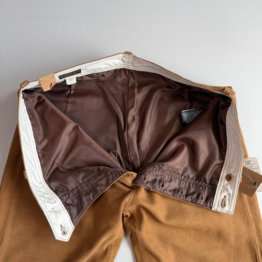 NWT RRL Ralph Lauren (36x30) Sheep Suede Leather Western Tawny Brown Pants