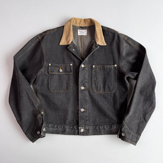 VNTG Polo Ralph Lauren (M) Charcoal Gray Denim Western Trucker Jacket