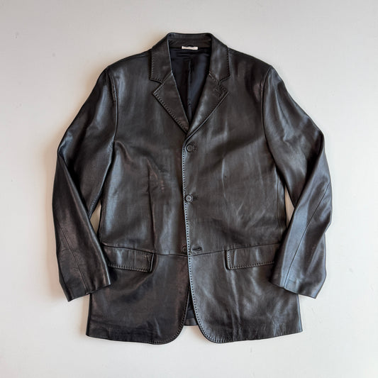 Ermenegildo Zegna (54/XL) Glove-Soft Leather Black Sports Coat