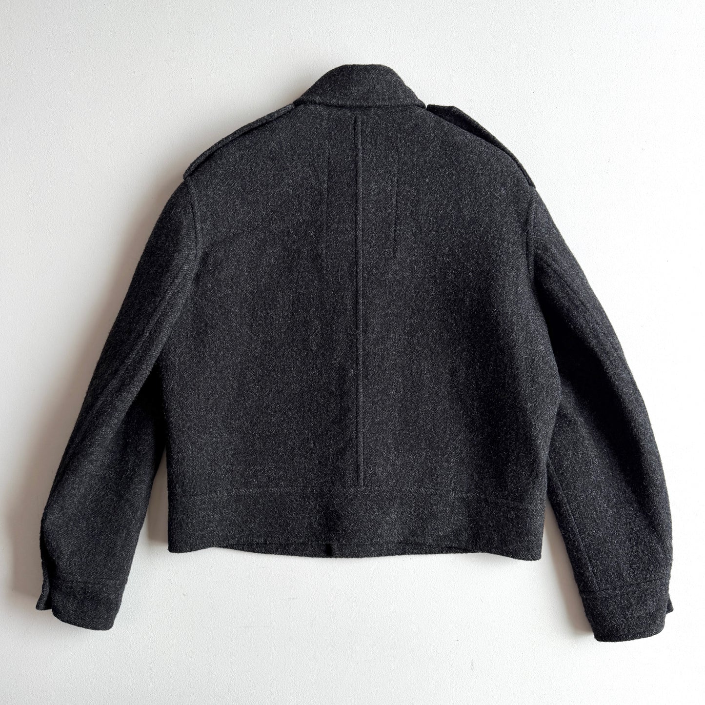Burberry (48IT) 100% Wool Tweed Charcoal Military Button Jacket