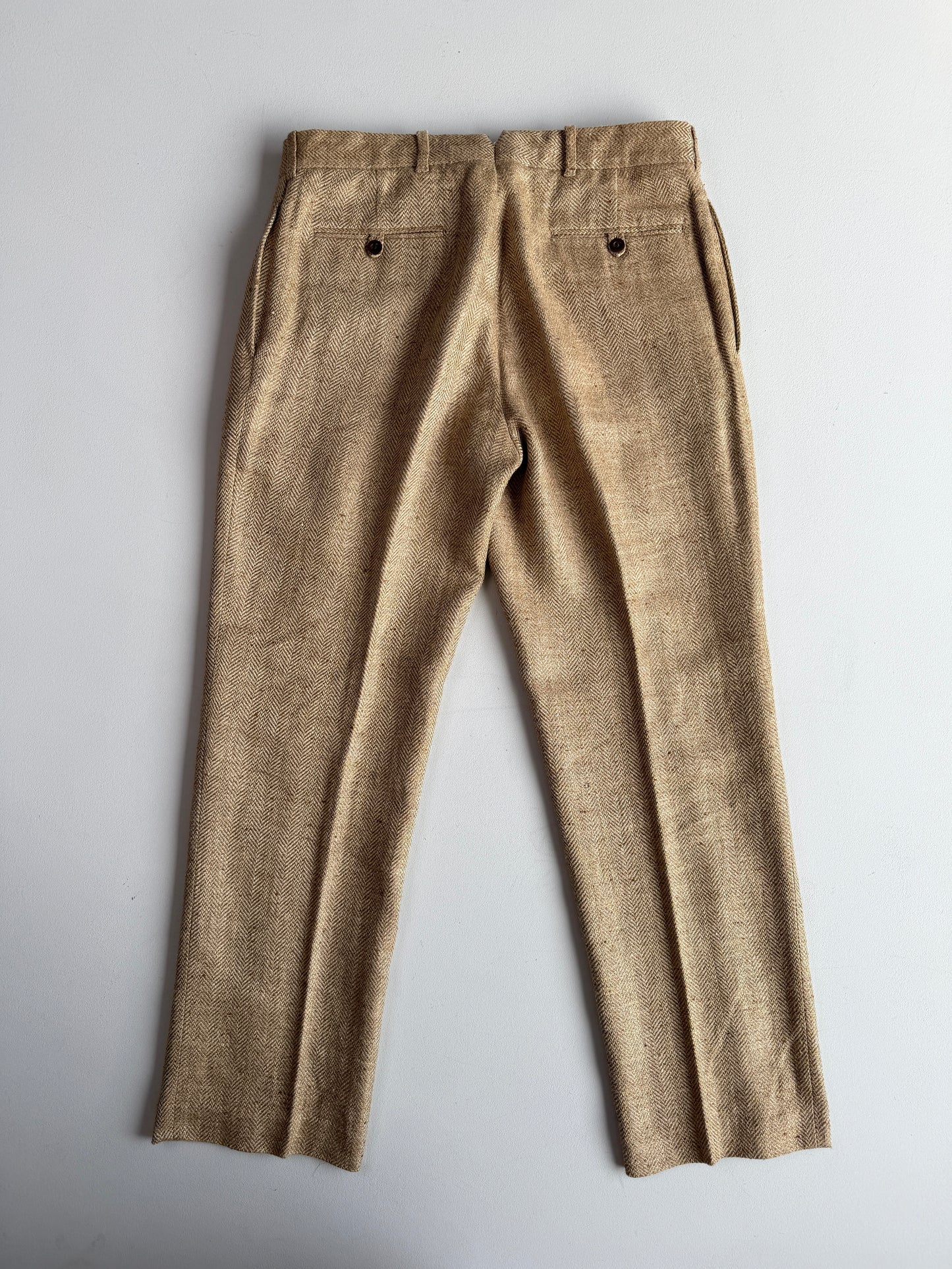 Polo Ralph Lauren (34x30) Golden Wheat Silk/Linen Herringbone Pants