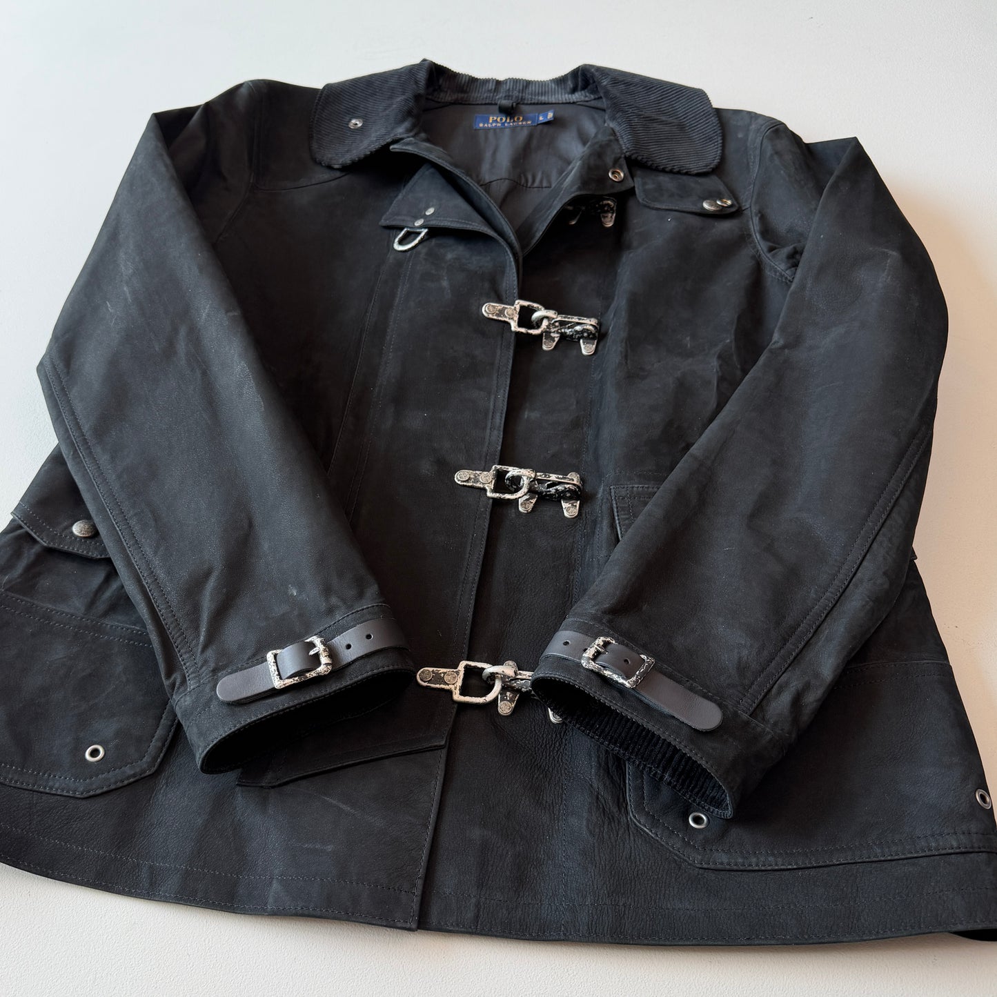 Polo Ralph Lauren (L) Leather Fireman Lobester Claw Coat