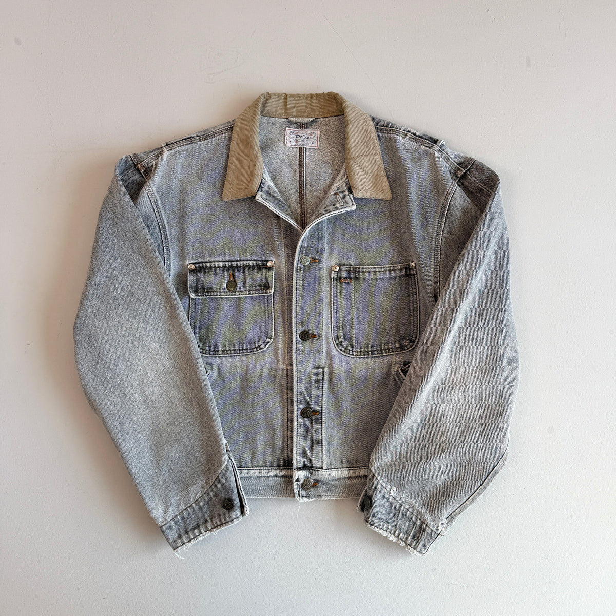 VNTG Polo Ralph Lauren (L) Sun-Bleached Gray Denim Western Trucker Jacket