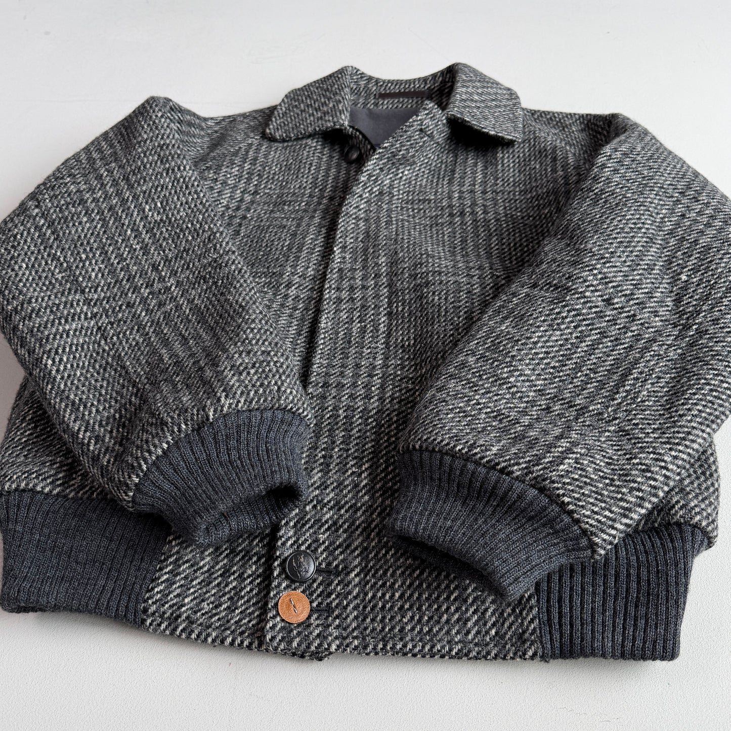VNTG Burberry (36 / M) Tweed Wool Gray Raglan Sleeve Jacket