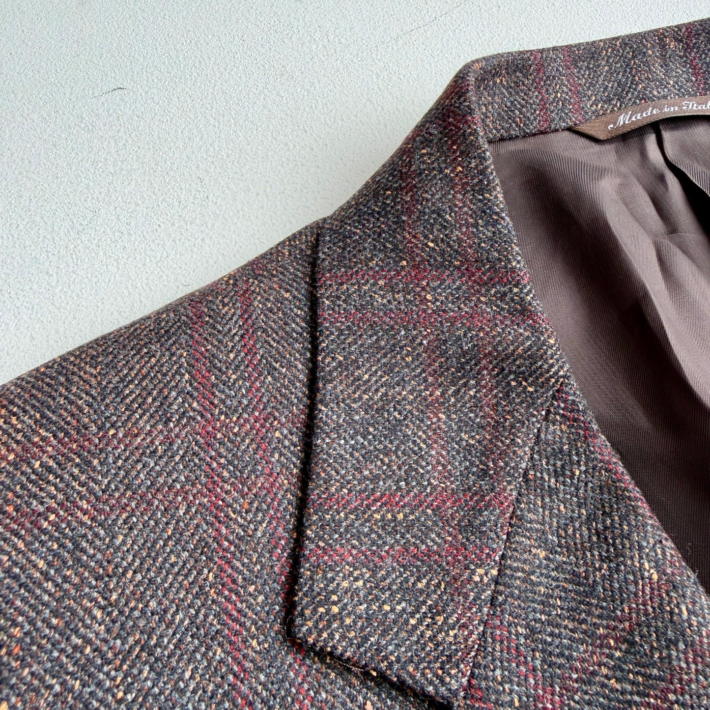 Canali (52IT / 42L) Aubergine Wool/Silk/Cashmere Red Over Check Sports Coat