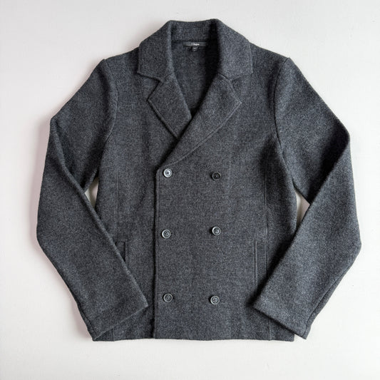 Z Zegna (M) 100% Wool Double Breast Gray Sweater Jacket