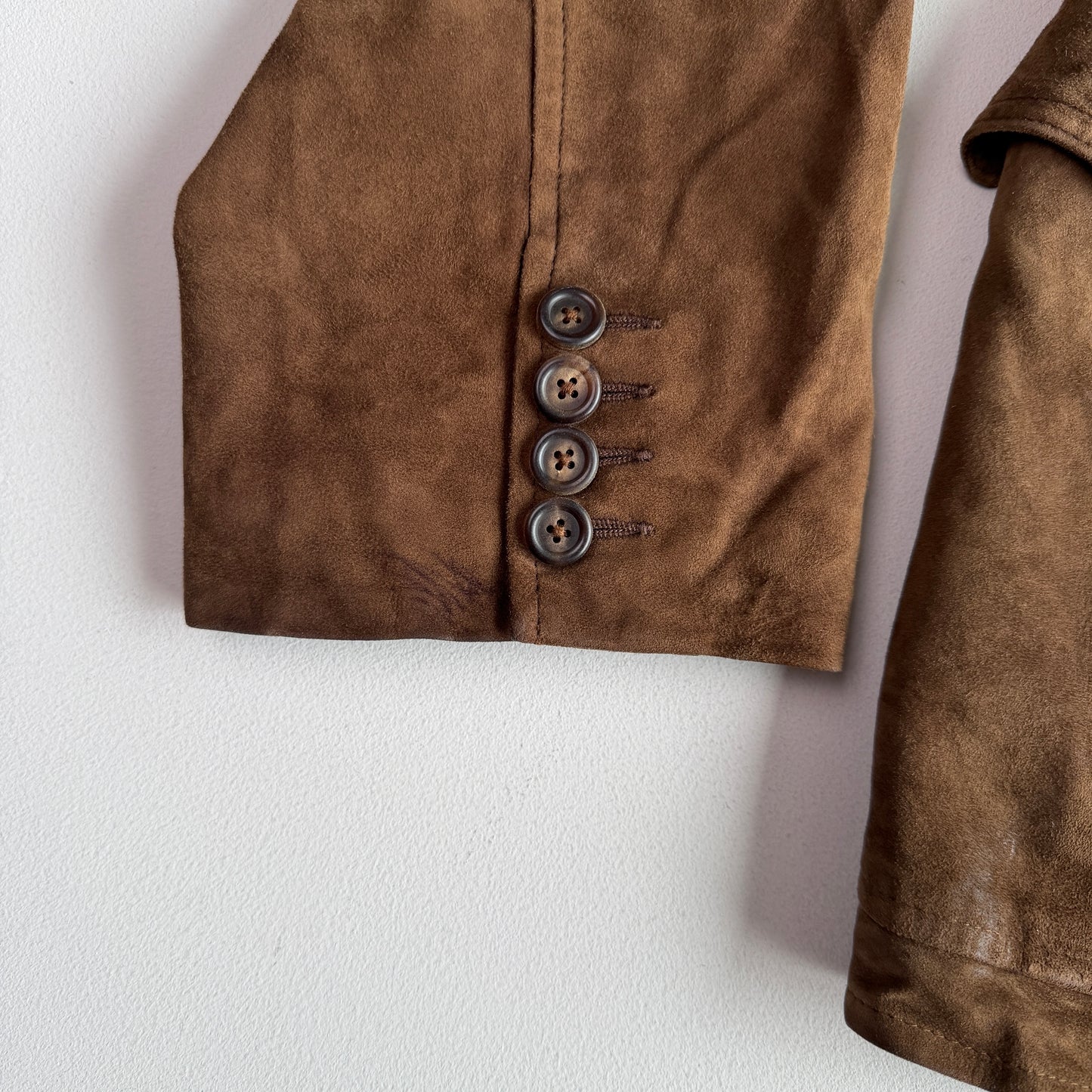 Polo Ralph Lauren (46R) Half-Norfolk Reverse Suede Leather Brown Sport Coat