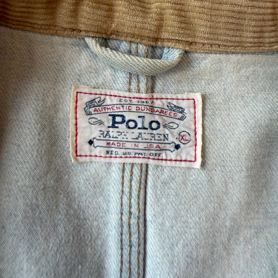 VNTG Polo Ralph Lauren (XL) "Sun-Bleached" Western Trucker Denim Jacket