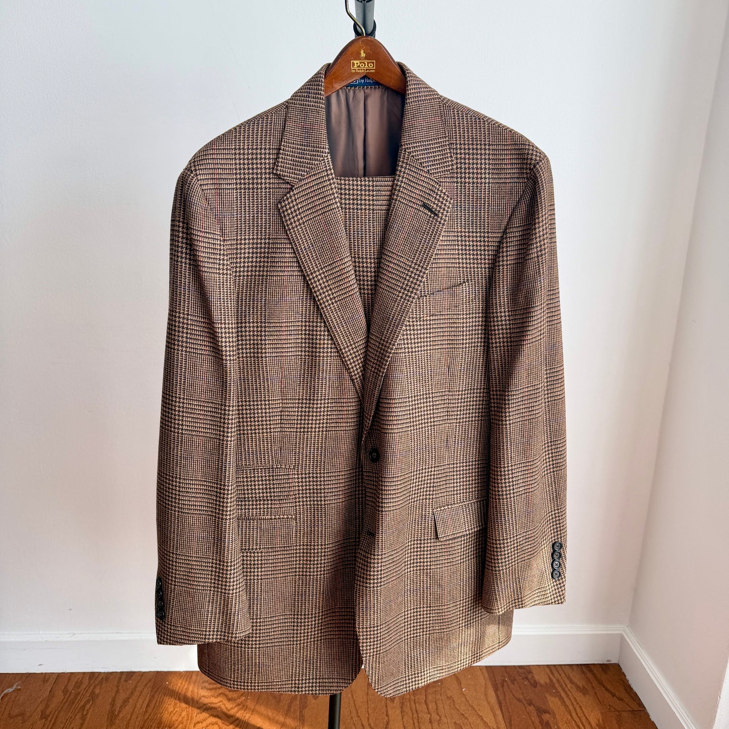 NWOT Polo Ralph Lauren (46L x 38L) Wool Glen Plaid Blue/Rust Check Suit