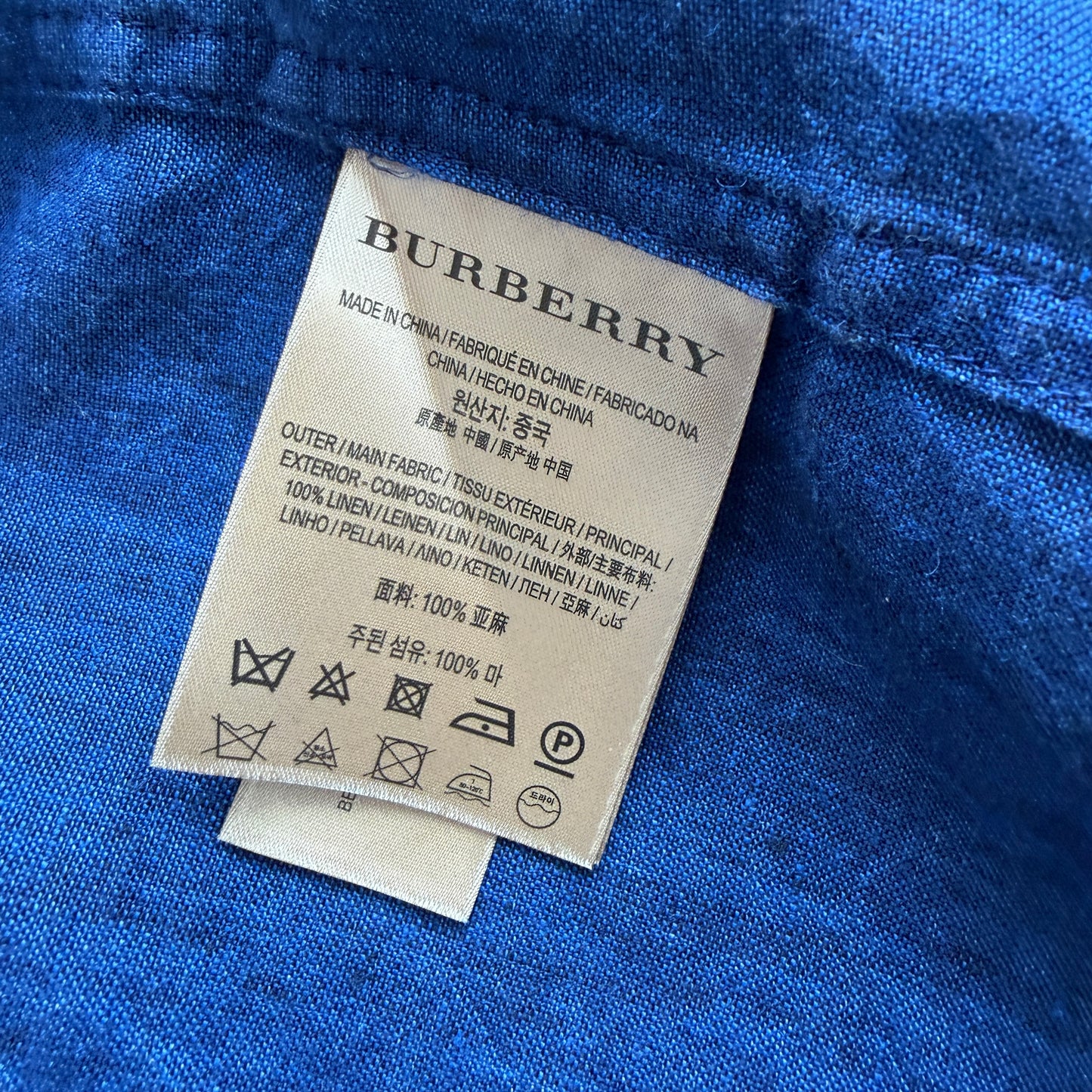 Burberry (48R / S) Indigo Blue 100% Linen Button Chore Overshirt Coat