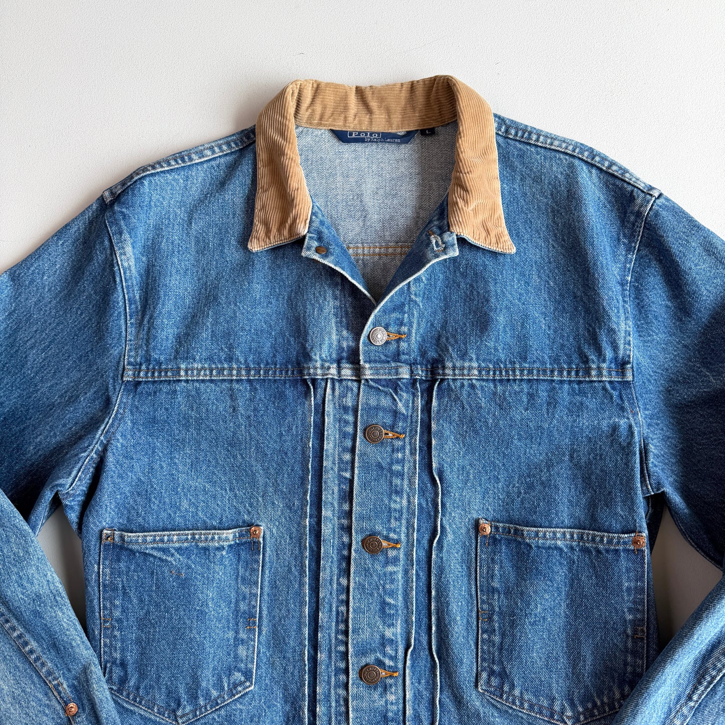 VNTG Polo Ralph Lauren (L) 80s Western Denim Side-Tab Trucker Jacket